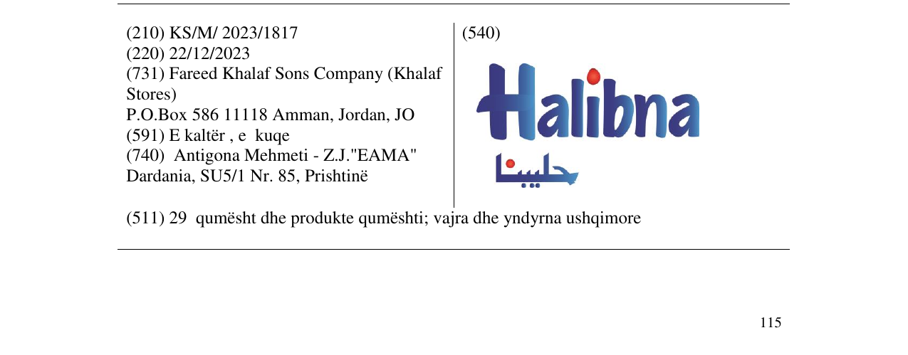 Zëri i markës Halibna në buletin