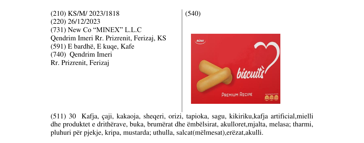 Zëri i markës biscuits në buletin