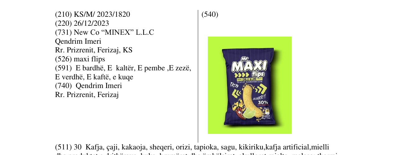 Zëri i markës maxi flips në buletin