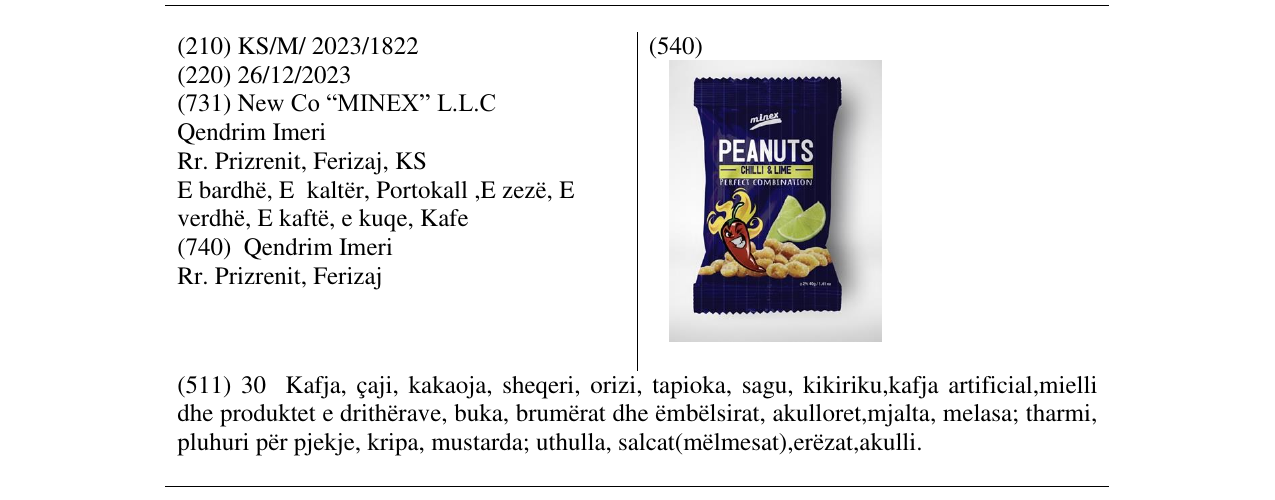 Zëri i markës PEANUTS CHILLI&LIME në buletin