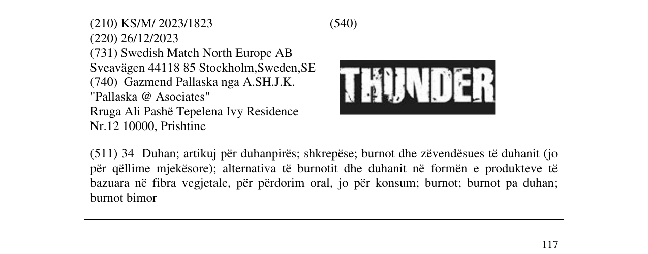 Zëri i markës thunder në buletin