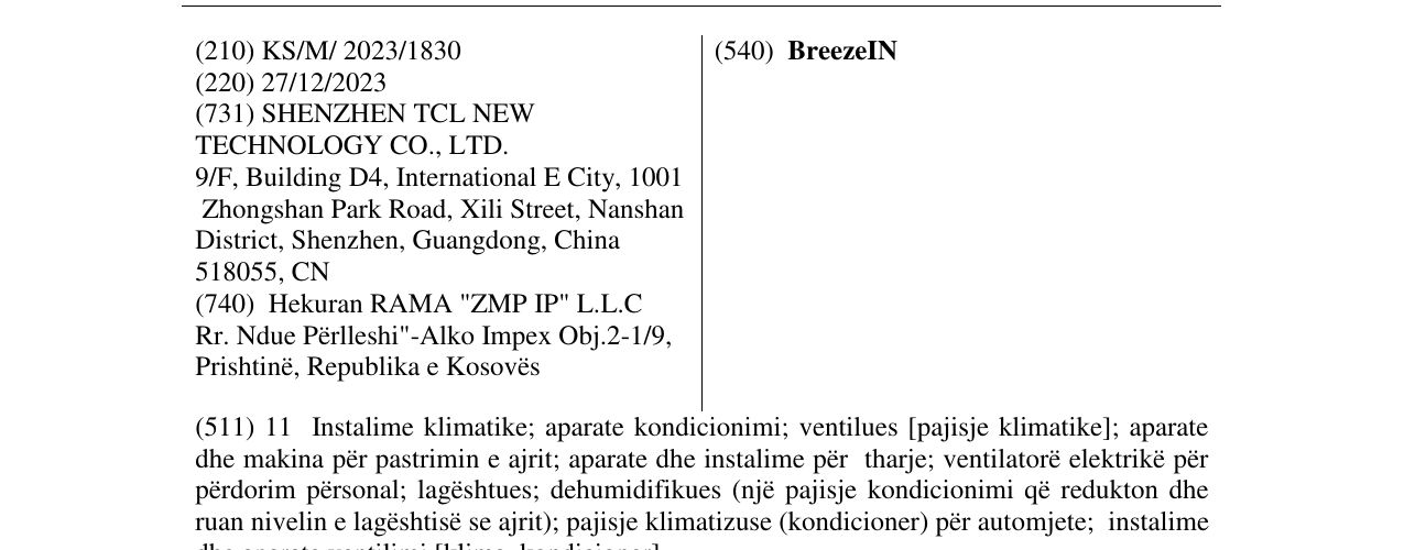Zëri i markës BreezeIN në buletin