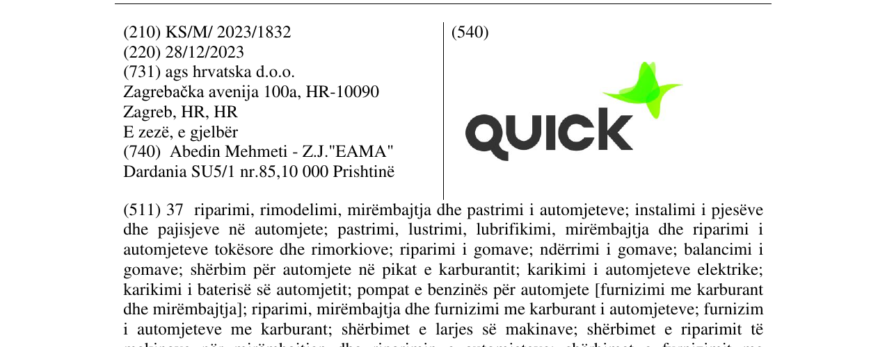 Zëri i markës QUICK në buletin