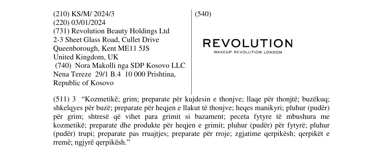 Zëri i markës REVOLUTION MAKE UP LONDON në buletin