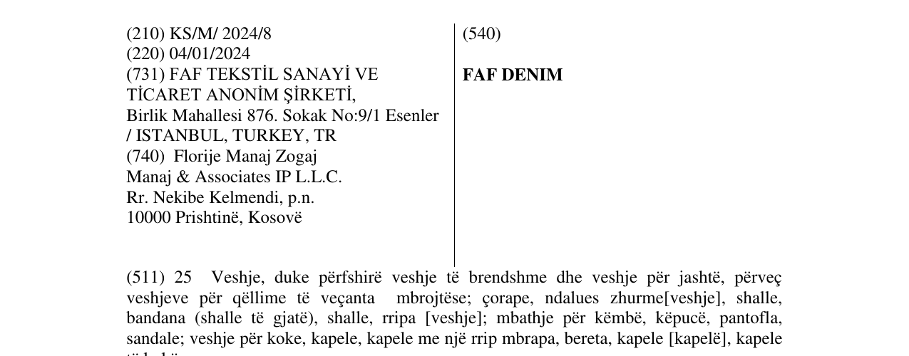 Zëri i markës FAF DENIM në buletin