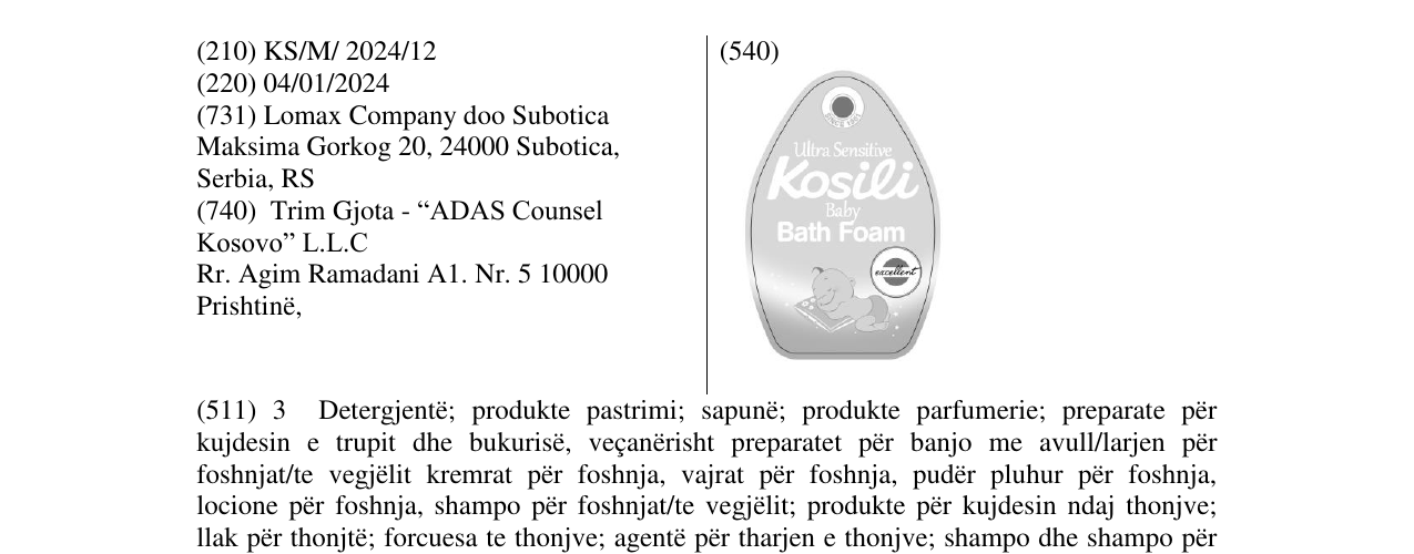 Zëri i markës KOSILI BABY BATH FOAM në buletin