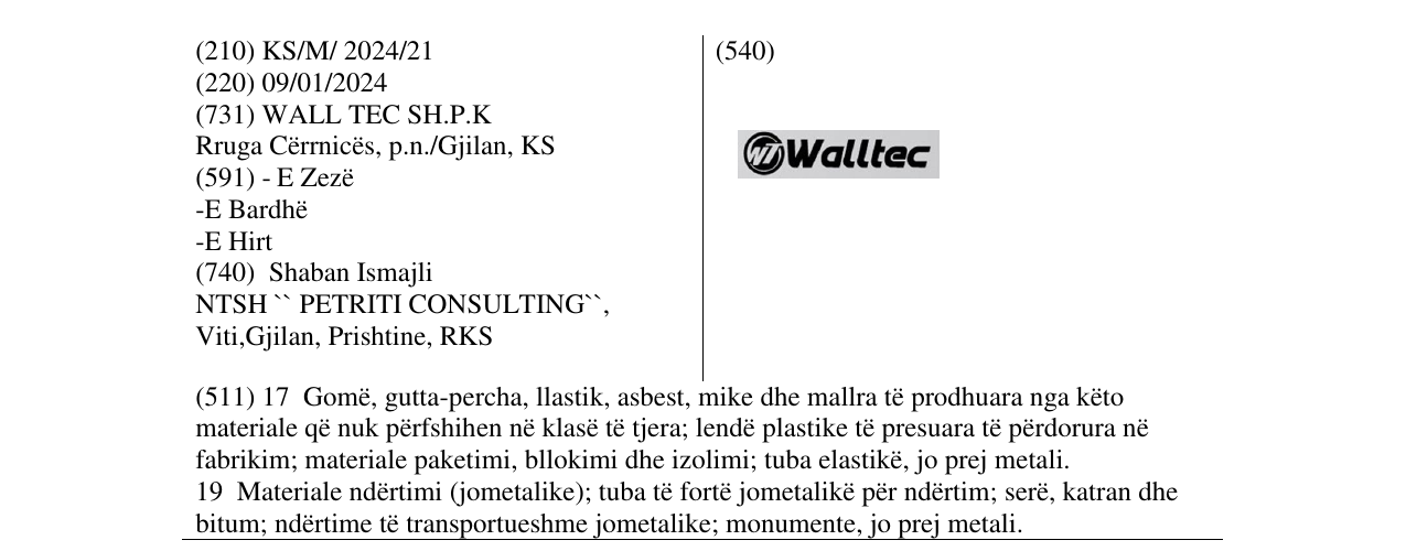 Zëri i markës Walltec në buletin
