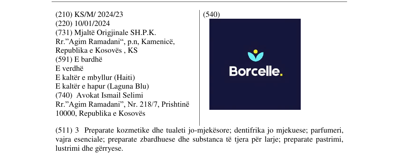 Zëri i markës Borcelle në buletin