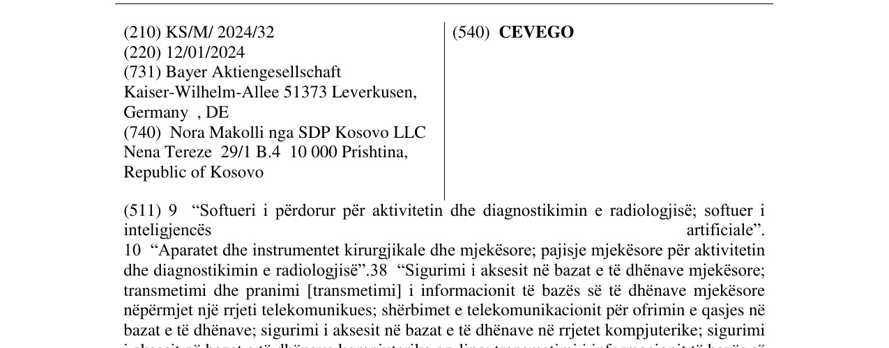 Zëri i markës CEVEGO në buletin