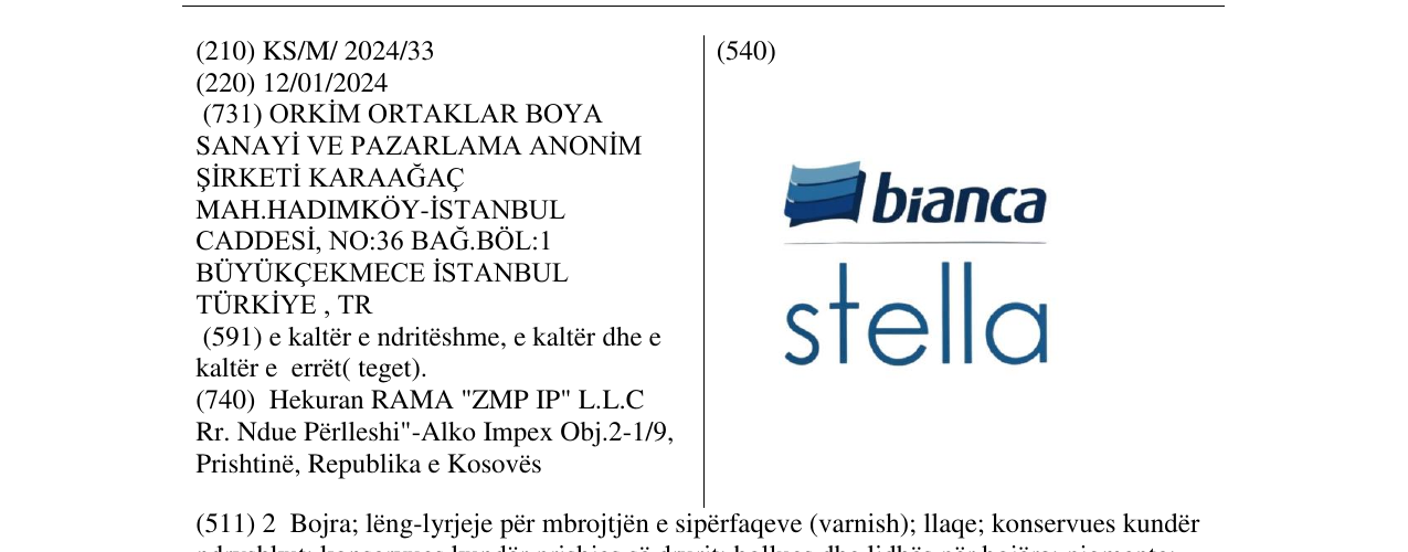 Zëri i markës bianca stella në buletin