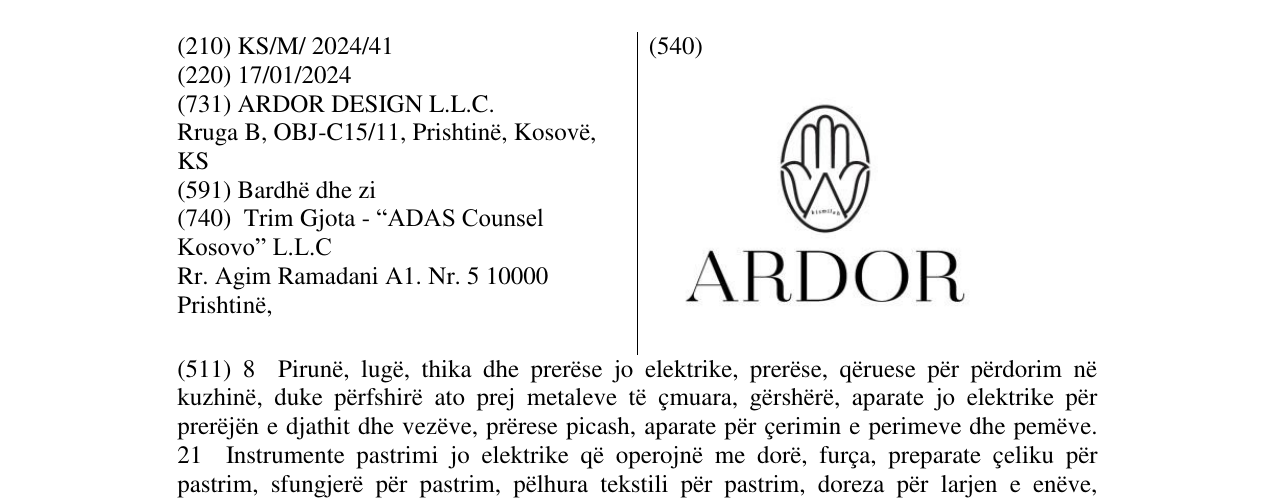 Zëri i markës ARDOR në buletin