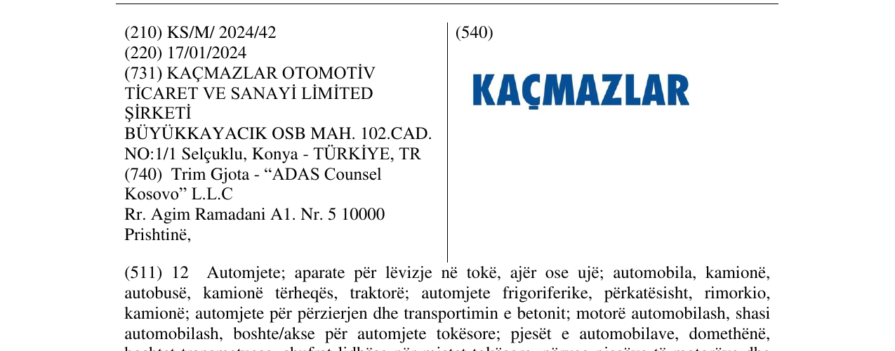 Zëri i markës KACMAZLAR në buletin