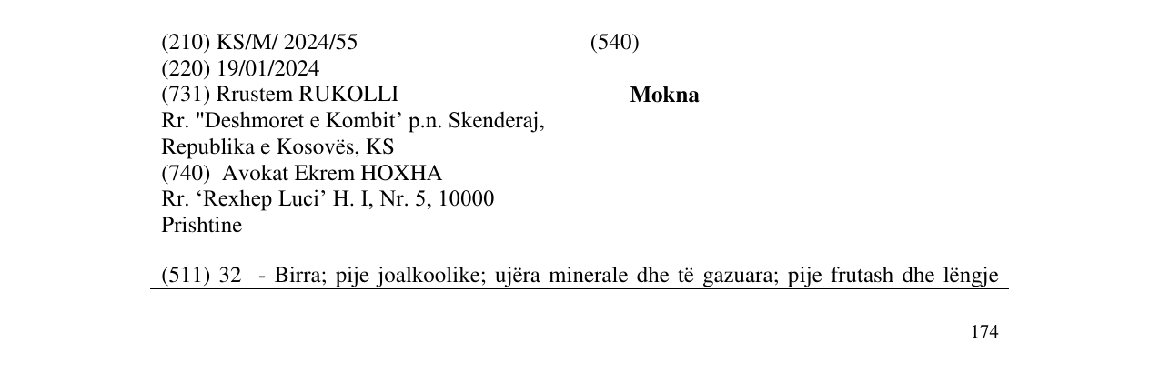 Zëri i markës Mokna në buletin