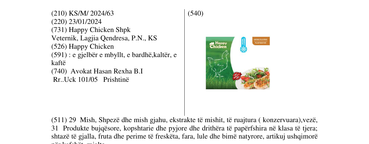 Zëri i markës Happy Chicken në buletin