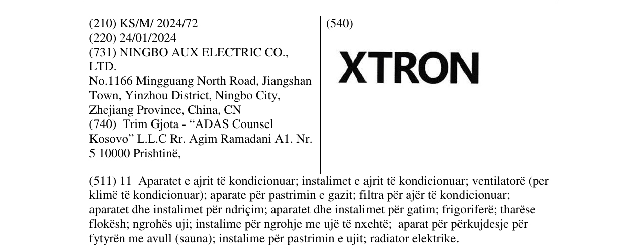 Zëri i markës XTRON në buletin