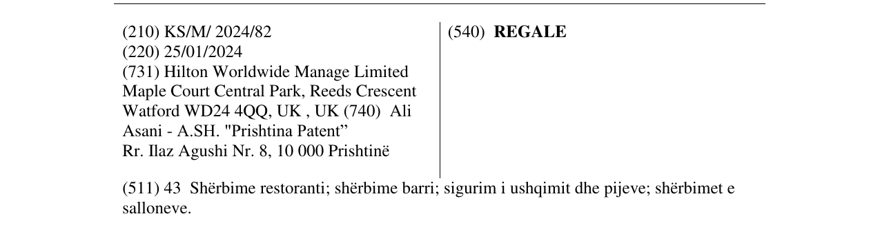 Zëri i markës REGALE në buletin