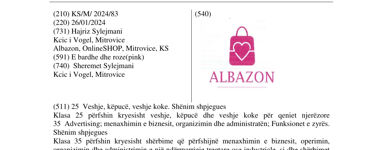 Zëri i markës ALBAZON në buletin