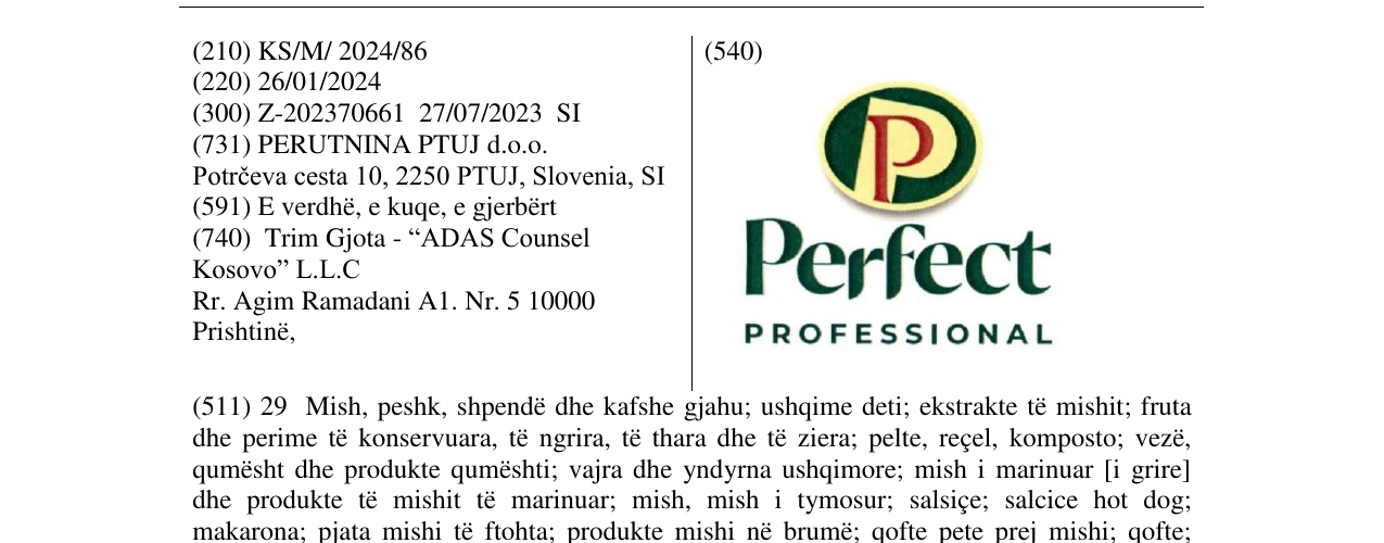 Zëri i markës Perfect në buletin