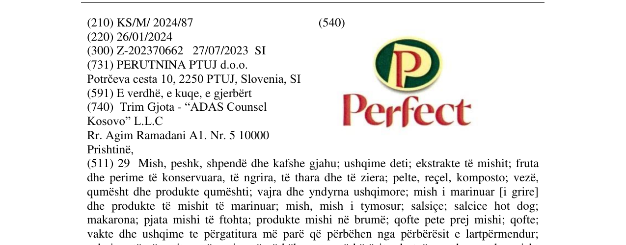 Zëri i markës Perfect në buletin