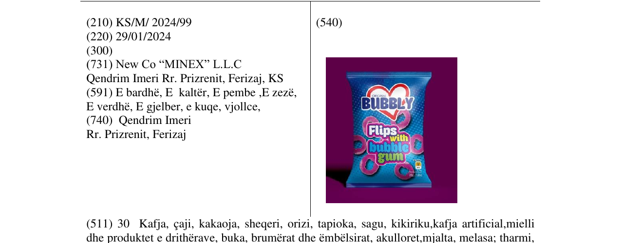 Zëri i markës BUBBLY në buletin