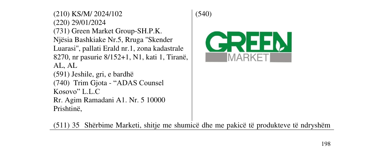 Zëri i markës GREEN MARKET në buletin