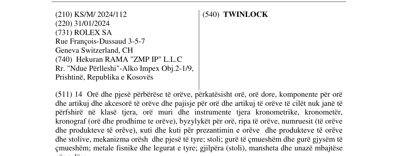 Zëri i markës TWINLOCK në buletin
