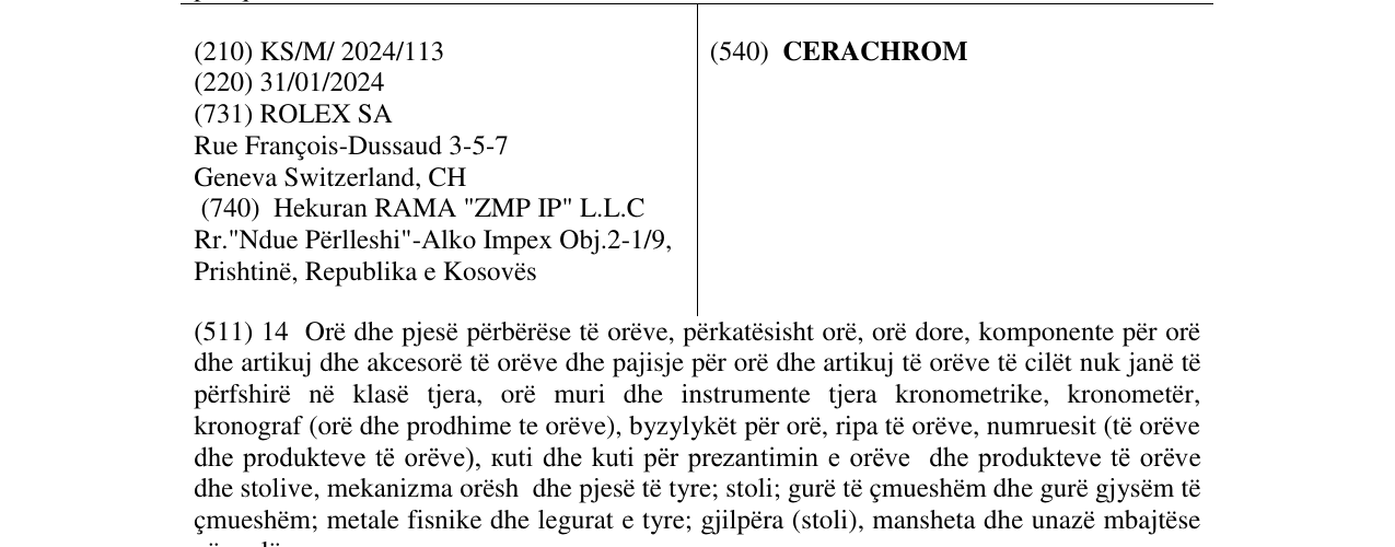 Zëri i markës CERACHROM në buletin