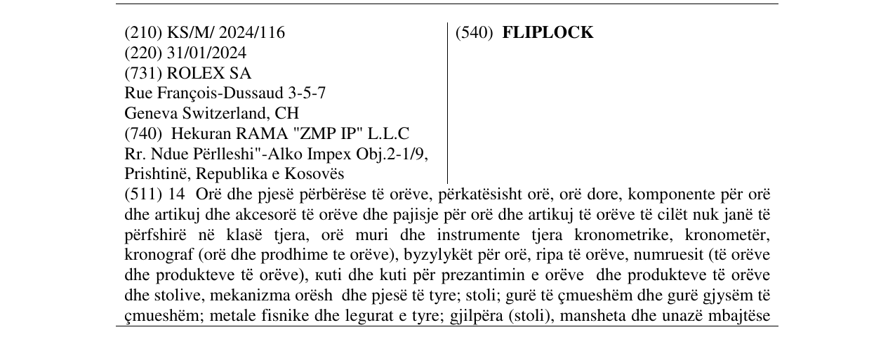 Zëri i markës FLIPLOCK në buletin