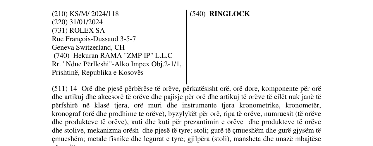 Zëri i markës RINGLOCK në buletin