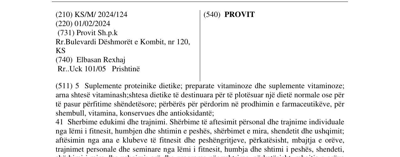 Zëri i markës PROVIT në buletin