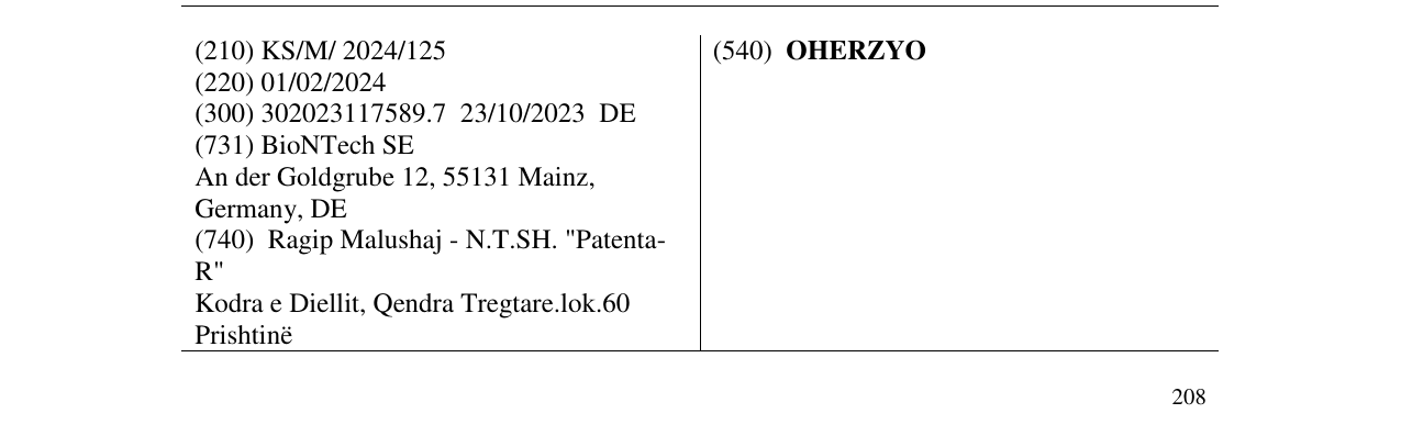 Zëri i markës OHERZYO në buletin