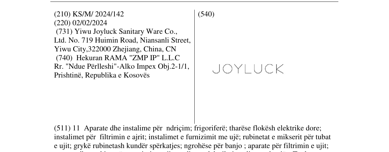 Zëri i markës JOYLUCK në buletin