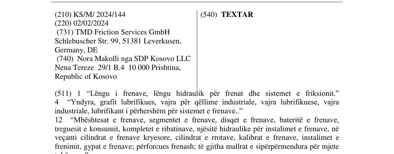 Zëri i markës TEXTAR në buletin