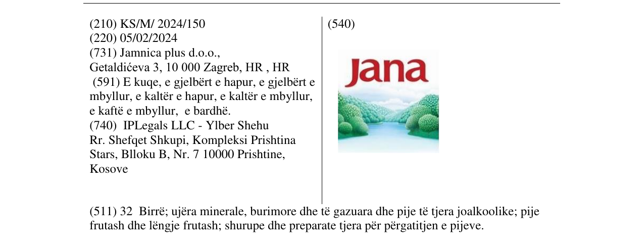 Zëri i markës Jana në buletin