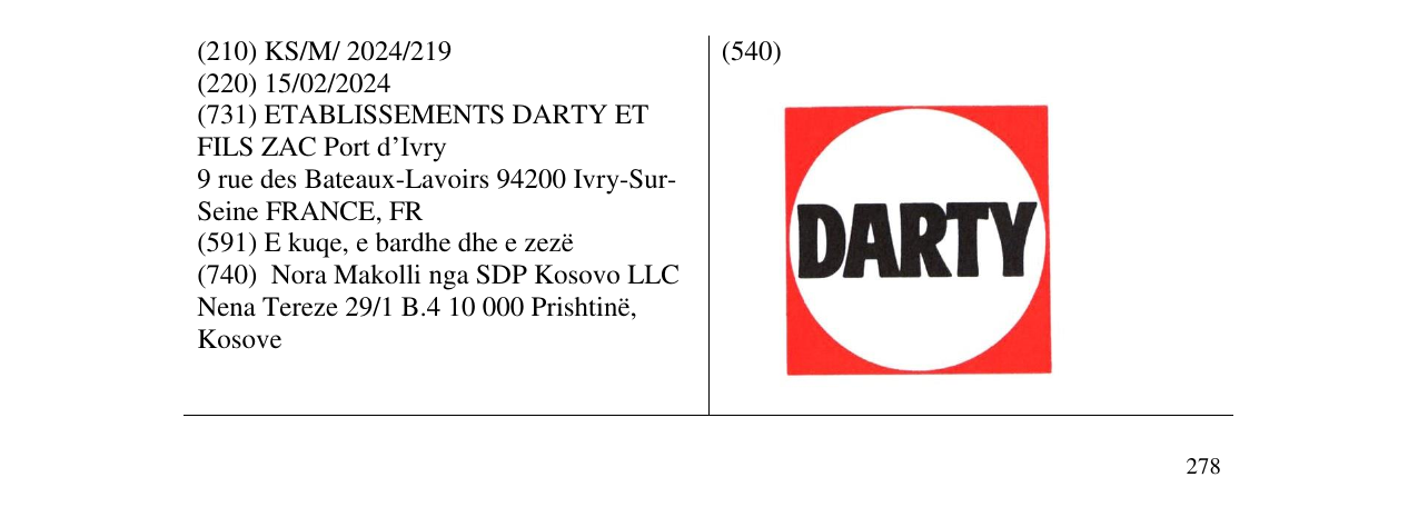 Zëri i markës DARTY në buletin