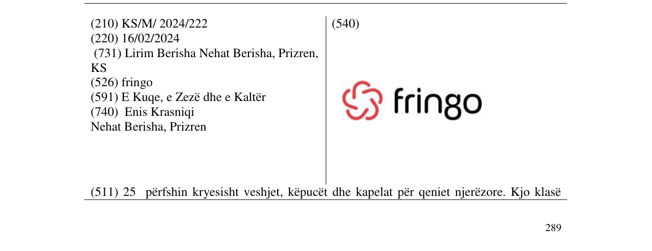 Zëri i markës fringo në buletin