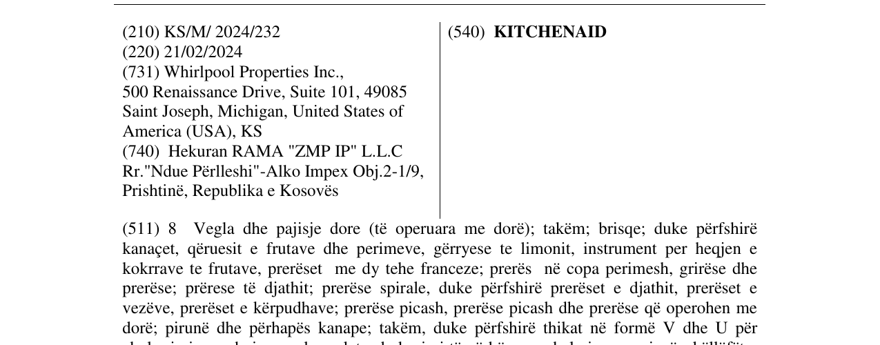 Zëri i markës KITCHENAID në buletin