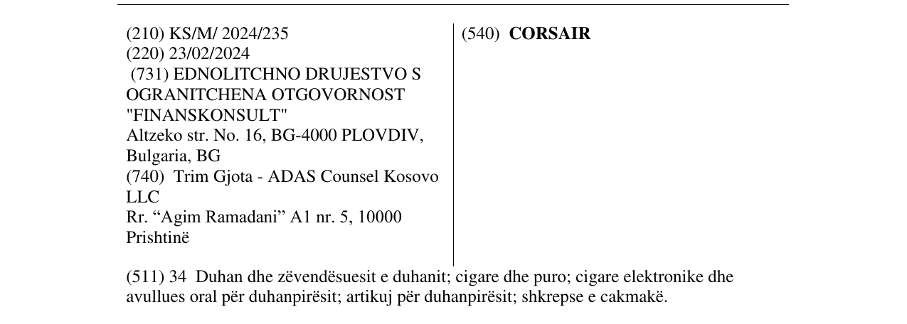 Zëri i markës CORSAIR në buletin