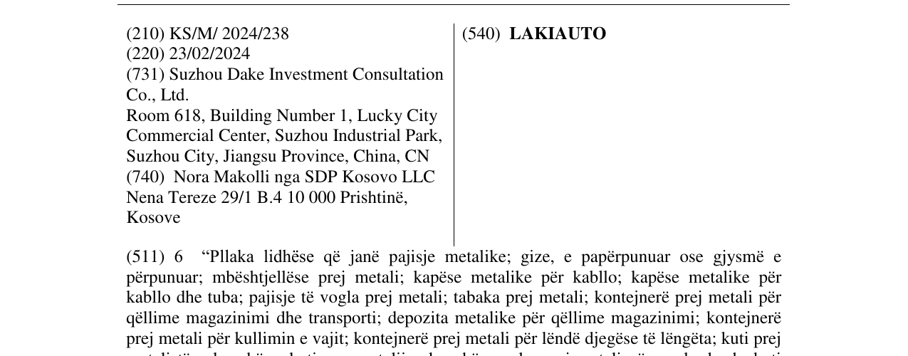 Zëri i markës LAKIAUTO në buletin