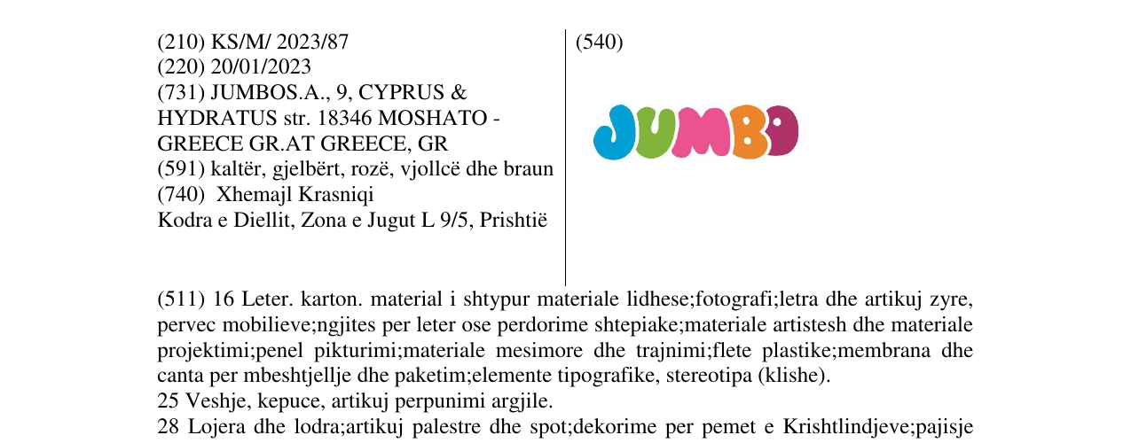 Zëri i markës JUMBO në buletin