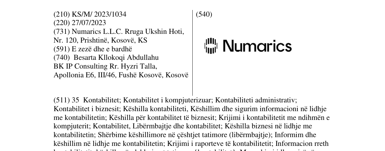 Zëri i markës Numarics në buletin