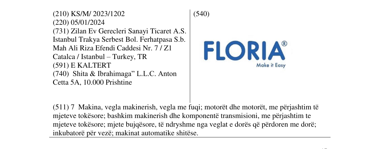 Zëri i markës floria në buletin