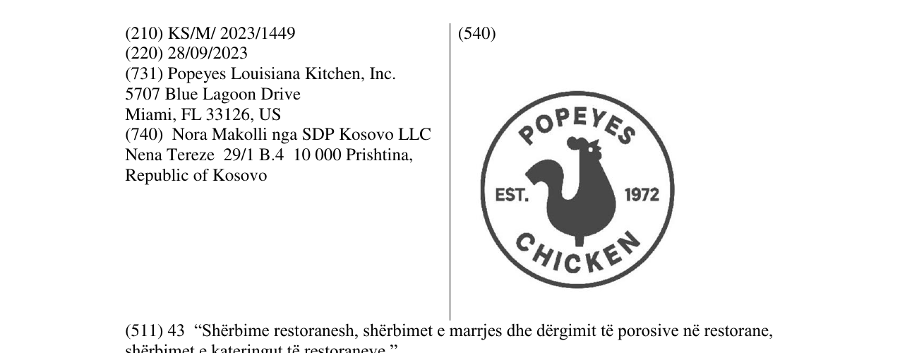 Zëri i markës popeyes chicken në buletin