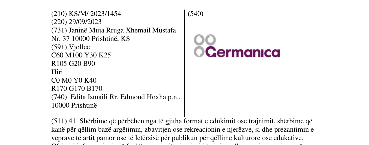 Zëri i markës Germanica në buletin