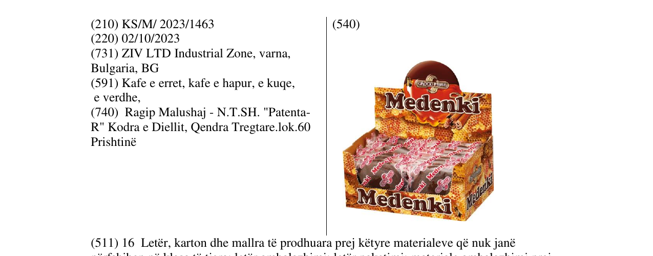 Zëri i markës medenki në buletin