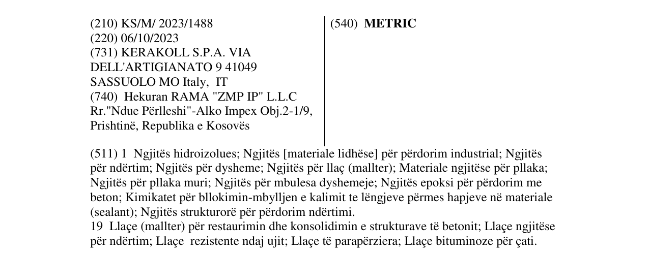 Zëri i markës METRIC në buletin