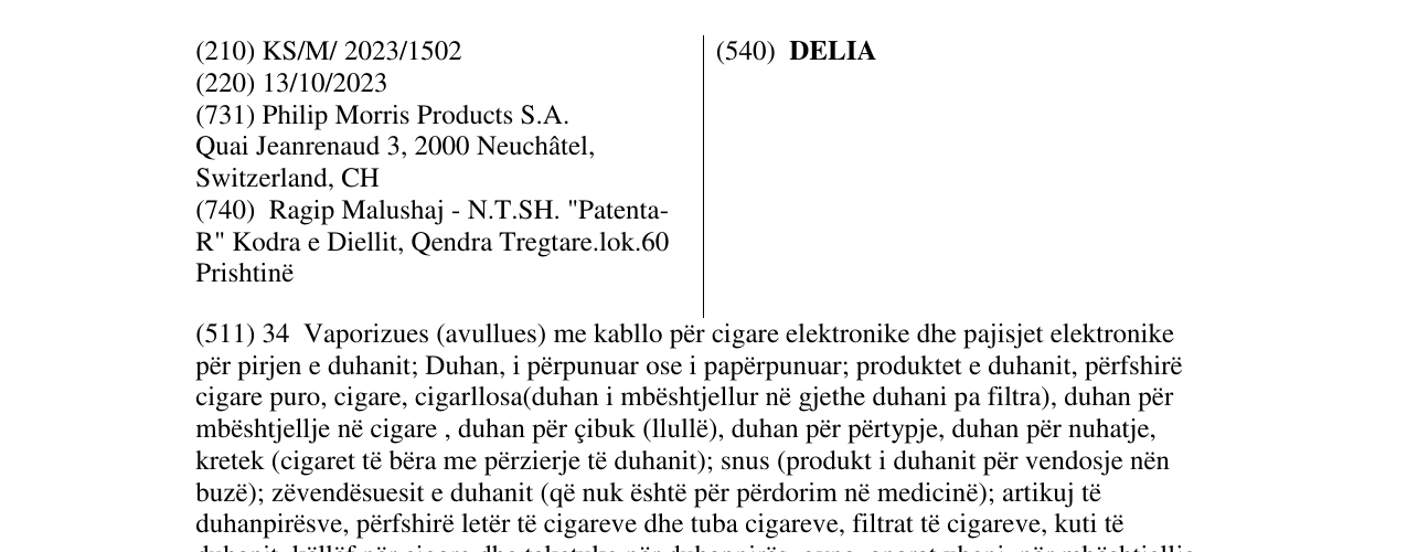 Zëri i markës DELIA në buletin