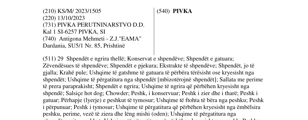 Zëri i markës PIVKA në buletin