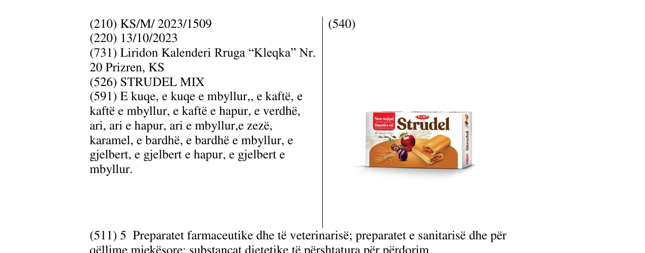 Zëri i markës STRUDEL MIX në buletin