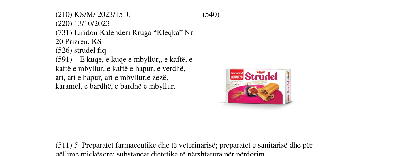 Zëri i markës strudel fiq në buletin